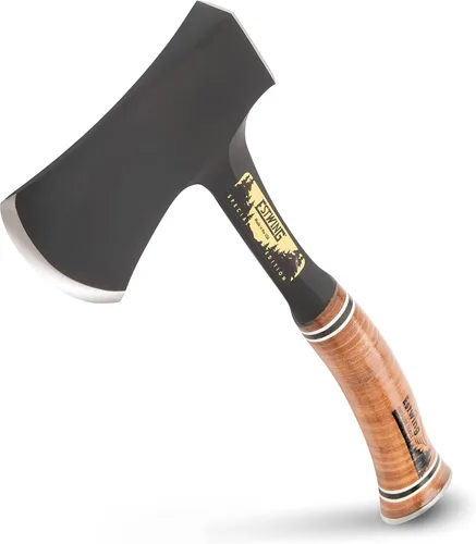 Vista 8 de ESTWING Sportsman's Axe - Hacha de camping de 12 pulgadas con construcción de acero forjado y agarre de cuero genuino - E14A