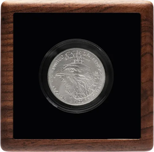 Vista 3 de Caja de presentación de monedas de madera de nogal individual con tapa transparente y cápsulas de monedas de plástico con junta ajustable