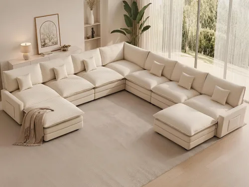 Vista 25 de Sofá seccional modular de 107", sofá de nube en forma de L con otomana Negro