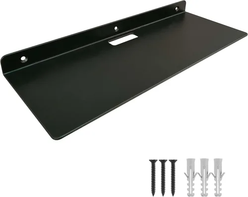 Vista 12 de Pequeño estante flotante – 6 pulgadas, soporte de pared de metal negro, estantes flotantes de pared para router, cámara, plantas, baño, cocina