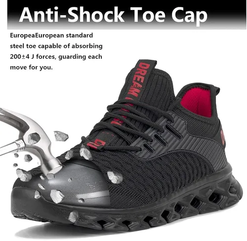 Vista 2 de Steel Toe Shoes for Men Women Safety Work Shoes Comfortable Steel Toe Sneakers Puncture Proof Slip on Safety Shoes for Industrial,Coustruction