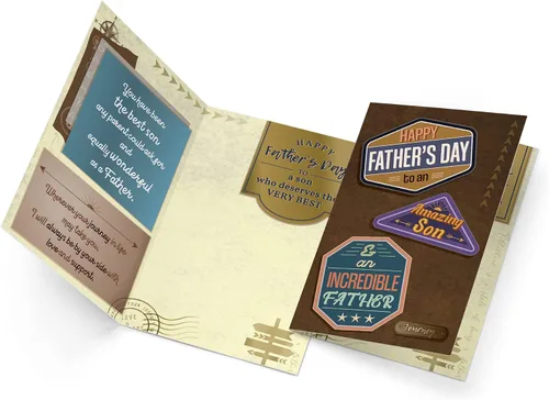 Vista 3 de Prime Greetings Tarjeta del día del padre del hijo, hecha en Estados Unidos, ecológica, tarjeta gruesa con sobre de primera calidad de 5 x 7.75