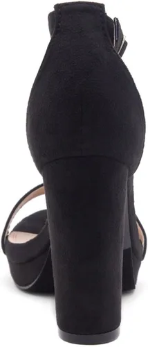 Vista 4 de Shoe Land Enlove - Sandalias de tacón de plataforma para mujer, puntera abierta, correa de tobillo, tacón alto grueso, zapatos de vestir para bodas