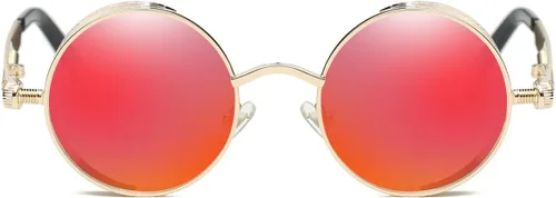 Vista 2 de Dollger Gafas de sol vintage Steampunk Retro Metal Round Circle Frame
