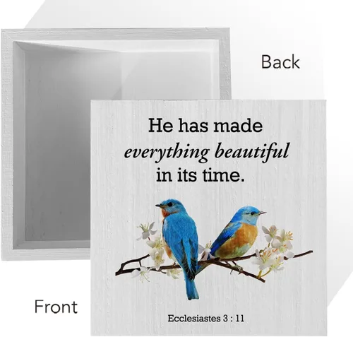Vista 3 de Letrero de madera con versículo bíblico con texto en inglés "Country He Made Everything", estilo rústico, estilo granja, eclesiastés 3:11, placa