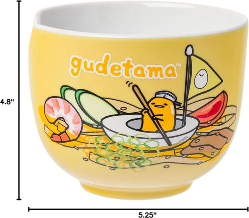 Vista 68 de Silver Buffalo Hello Kitty y sus amigos Chococat - Tazón de cerámica para ramen y arroz con palillos, patrón a cuadros, apto para microondas, 20