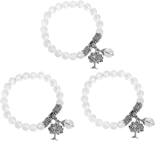 Vista 5 de TUMBEELLUWA Pulseras de cuentas de piedra semipreciosa, cuentas de yoga, cristales curativos, dije de árbol, chakra, joyería hecha a mano