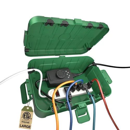 Vista 16 de IP55 Pequeña caja eléctrica al aire libre impermeable, para regleta Inner 5.9 x 3.2 x 1.8inch, Extension Cord Cover with Detachable Awning Covers