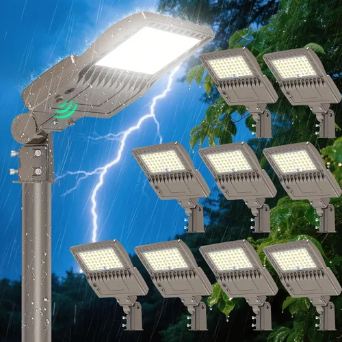 Vista 28 de BBESTLED 400W/320W/240W luces LED para estacionamiento con brazo y montaje deslizante, iluminación exterior del atardecer al amanecer, luz