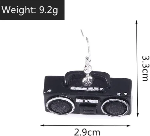 Vista 6 de Pendientes de electrodomésticos retro para el hogar, TV, teléfono, radio de costura, ventilador eléctrico, olla arrocera de los años 70 y 80, aretes
