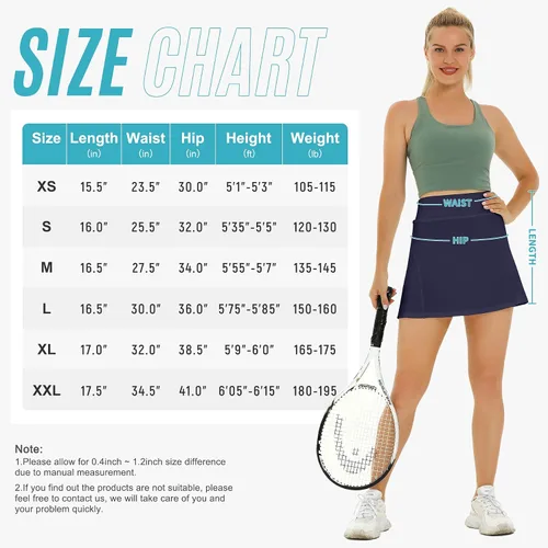 Vista 6 de IUGA Faldas de tenis para mujer de cintura alta con 3 bolsillos y pantalones cortos integrados, faldas plisadas opacas de golf, faldas atléticas