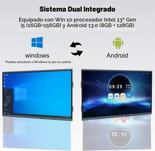 Vista 2 de Tablero inteligente, pantalla táctil 4K de 86 pulgadas, pizarra interactiva, cámara AI integrada y 8 micrófonos, computadora todo en uno con Windows