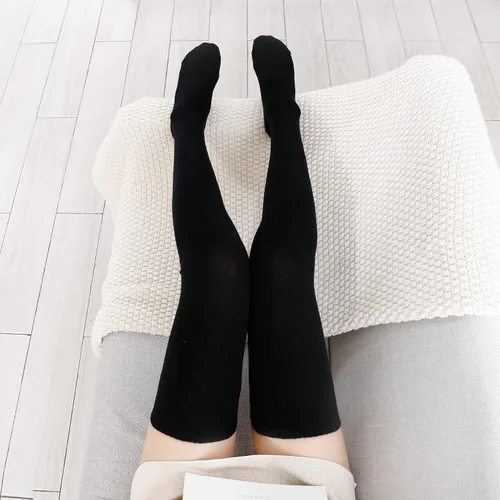 Vista 7 de Kayhoma Extra Long Cotton Stripe Thigh High Socks Over the Knee High Stockings