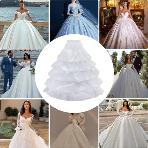 Vista 7 de Hanmgowns Enaguas para mujer, 4 aro, 5 capas de volantes, falda de crinolina para boda, vestido de novia, vestido de graduación, vestido de baile