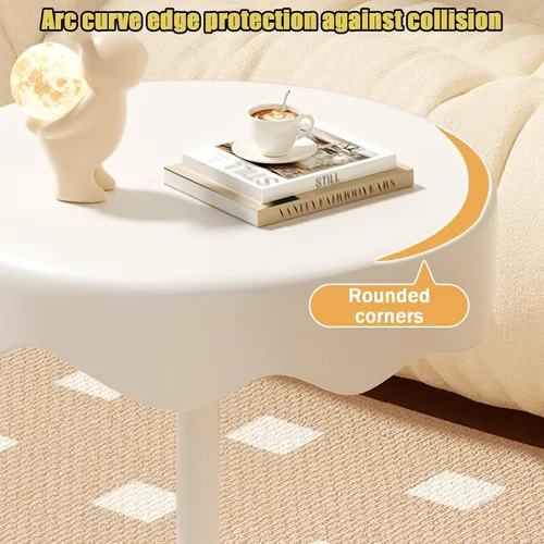 Vista 6 de YVYKFZD Round Side Table, Unique Couch End Table, Snack Sofa Table with Metal Legs, Minimalist Nightstand Accent Tables, for Living Room, Black