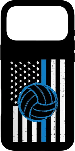 Vista 22 de US Flag Blue Line Volleyball Vintage Patriotic Police Cop Case for iPhone 17