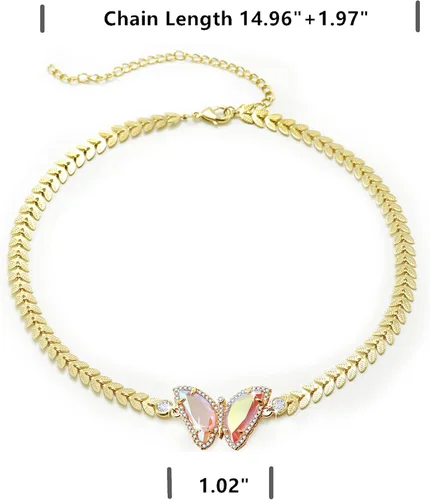 Vista 2 de CLANVITORIA 14k Butterfly Necklace For Women, beautiful and delicate clavicle chain for mom, wife, grandma, friend, as a commemorative birthday gift