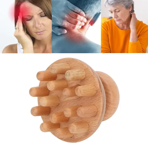Vista 2 de HURRISE Masajeador de cabeza de madera, forma elimina molestias, reduce el estrés, herramienta de masaje de cabeza para dolor de cabeza