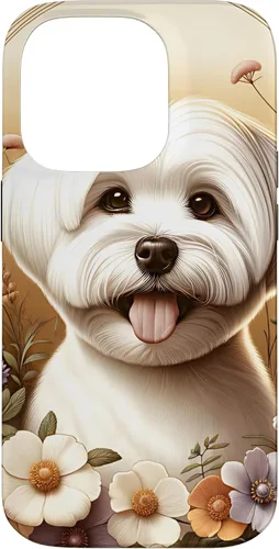 Vista 17 de Maltese Dog Summer Wildflowers Artwork Case for iPhone 17