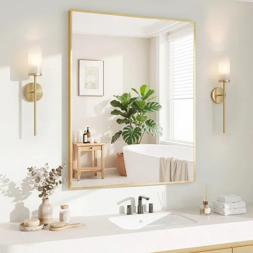 Vista 29 de Koonmi Espejo de pared rectangular negro, espejo de baño de 20 x 30 pulgadas, espejo de tocador con marco de aluminio para entrada, sala de estar