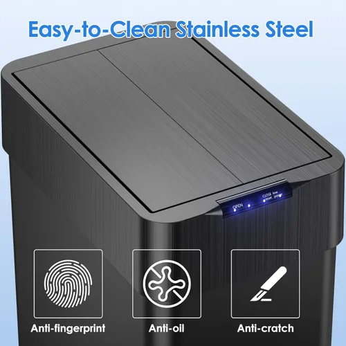 Vista 6 de Bote de basura automático, cubo de basura con sensor de movimiento sin contacto de 13.2 galones Smart Garbage Can with Soft-Close Lid, Bag