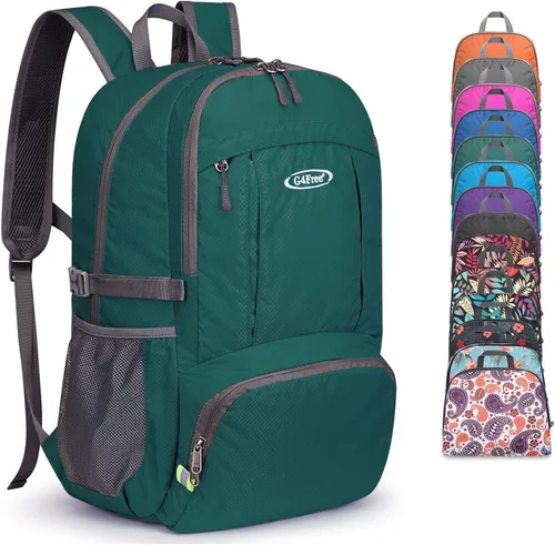 Vista 19 de G4Free - Mochila para senderismo ligera y plegable de 40L, mochila de viaje impermeable para el día a día Water-Resistant Polyamide