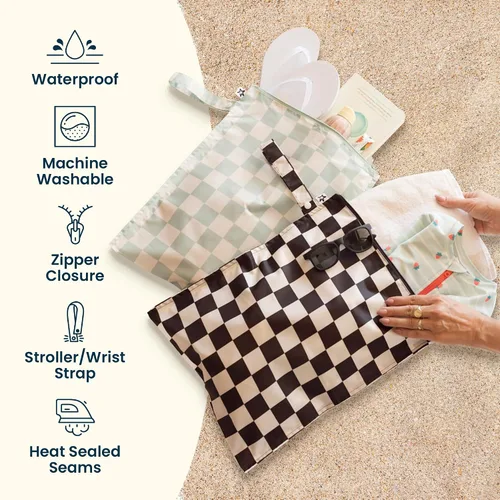 Vista 7 de Tiny Twinkle Bolsas húmedas a prueba de desorden 1 paquete de bolsas húmedas reutilizables impermeables para trajes de baño Ropa de bebé Bolsa