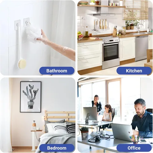 Vista 8 de Perchas para cuadros sin clavos, perchas de pared sin uñas, 20 unidades de ganchos de pared adhesivos para colgar con impermeable y a prueba