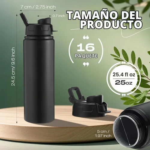 Vista 2 de Sunnyray 16 botellas de agua de aluminio a granel reutilizables a granel botellas deportivas con tapas a presión, paquete múltiple de botellas