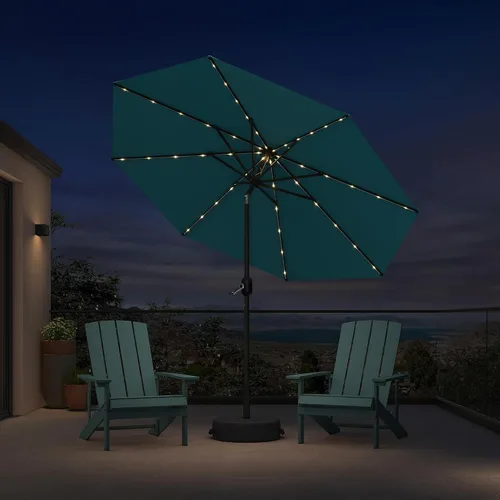 Vista 19 de PURPLE LEAF Sombrilla LED para patio y piscina, 5 x 8 pies, con base para Beige