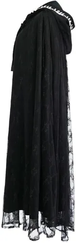 Vista 4 de Volrath Disfraz medieval de las mujeres negras de encaje retro gótico con capucha bata bruja vampiro capa traje