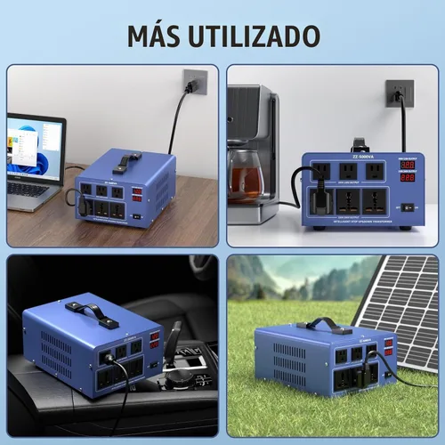 Vista 8 de Transformador convertidor de voltaje de 5000 W, elevador y descendente, 110 V/120 V a 220 V/240 V, reconocimiento automático de voltaje, convertidor