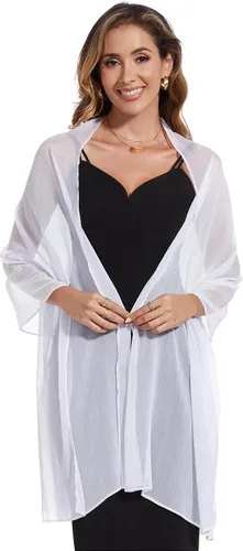 Vista 2 de Bufandas y envolturas de chal para mujer, para vestidos de fiesta de noche, transparentes, suaves, sedosos, de gasa, para boda o novia