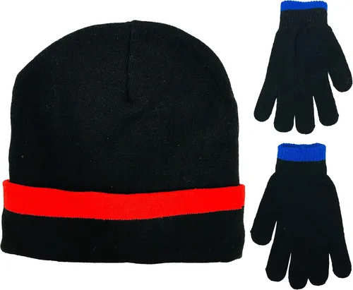 Vista 2 de Nintendo Super Mario - Conjunto de gorro y guantes de invierno para niños para clima frío, edad 4-7, Multicolorido
