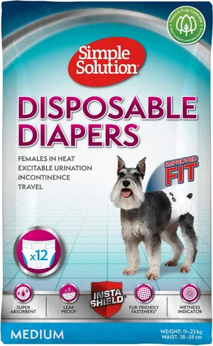 Vista 11 de Simple Solution Pañales para perros desechables, 12 unidades, XS