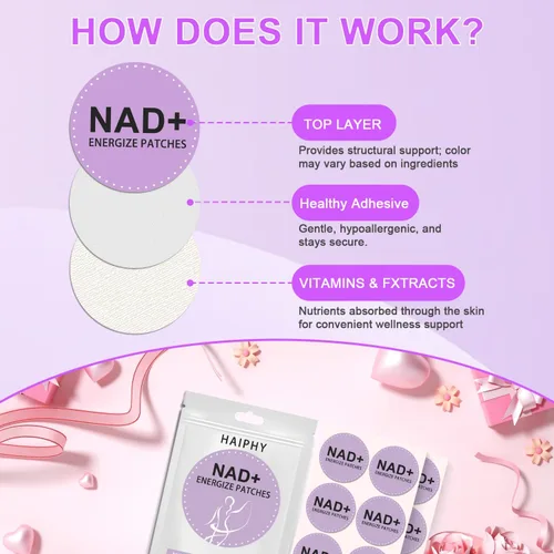 Vista 3 de Parches NAD+: NMNH, resveratrol Antienvejecimiento y metabolismo Absorción mejorada y apoyo a la salud Parches NAD + para mujeres y hombres