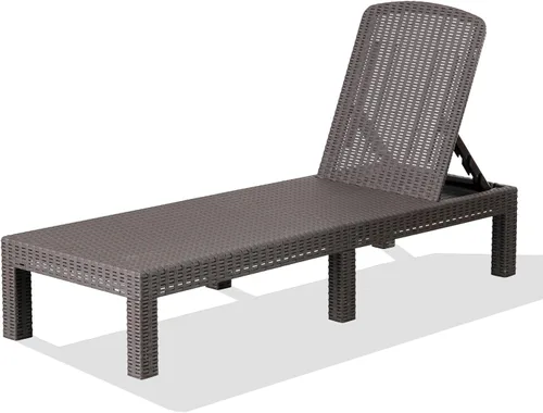 Vista 8 de Tumbona al aire libre para piscina, banco de patio, tumbona impermeable, gris