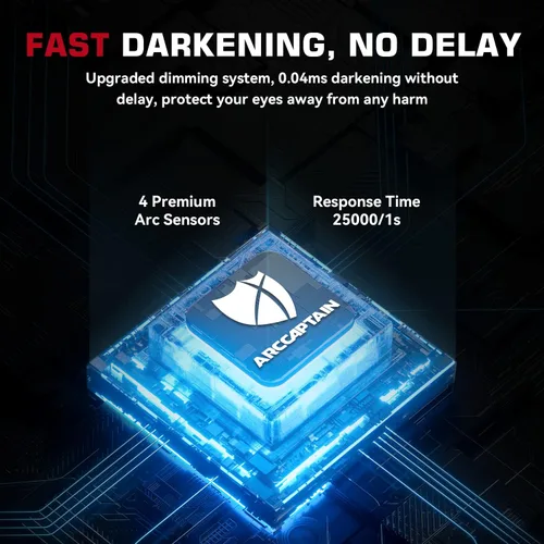 Vista 4 de ARCCAPTAIN Casco de soldadura con pantalla de visualización grande, máscara de soldadura de oscurecimiento automático de claridad óptica superior
