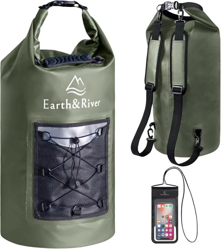 Vista 10 de EARTH&RIVER Mochila seca impermeable de alta calidad, extra gruesa, protección para todas las actividades acuáticas y campamentos, bolsa seca ligera