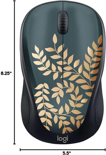 Vista 6 de Logitech - Design Collection - Mouse compacto inalámbrico de edición limitada con diseños coloridos - Golden Garden