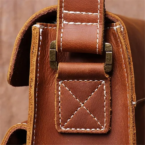 Vista 3 de ZSEDP - Bolso cruzado vintage para hombre, de cuero auténtico, casual, con hombro retro, para laptop de 12.9 pulgadas