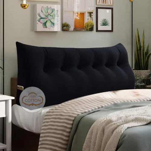 Vista 35 de WOWMAX Almohada para cabecero de terciopelo 100% algodón, tamaño individual, soporte de espalda de cuña, cojín de lectura para cama y diván, cojín