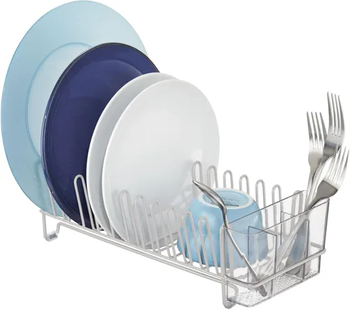 Vista 6 de mDesign Bandeja de platos – Práctico escurridor para fregadero – Gran escurridor – Hasta 12 platos y cubiertos – Bronce