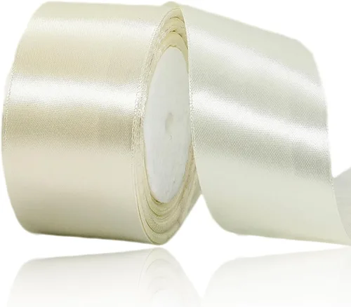 Vista 54 de Cinta beige de 1-1/2 pulgadas x 25 yardas, cinta de satén de tela de color sólido para envolver regalos, manualidades, ramos de novia, coronas