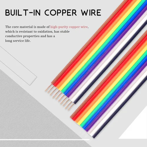 Vista 4 de Hilitchi 16ft/5m 10 alambre arco iris color plano cinta IDC cable de alambre
