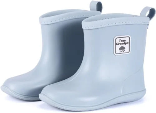 Vista 10 de Botas de lluvia para bebés, botas de lluvia cortas para niños pequeños, fáciles de poner, ligeras e impermeables Azul