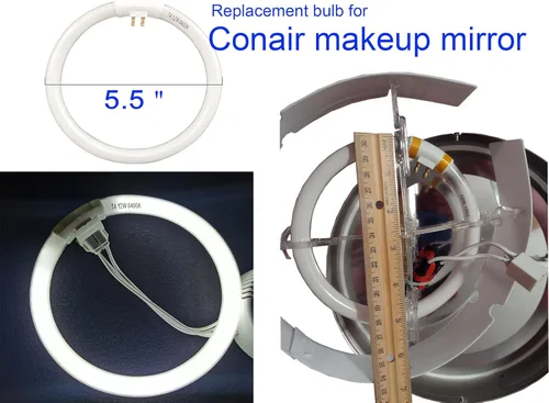 Vista 2 de Bombilla de repuesto T4 de 12W para espejo de maquillaje Conair, lámpara fluorescente circular de 5.5