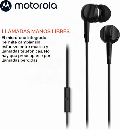Vista 3 de Motorola - Auriculares con cable con micrófono, auriculares intraurales con cable, botón de control para llamadas/música, cómodos y ligeros de fácil
