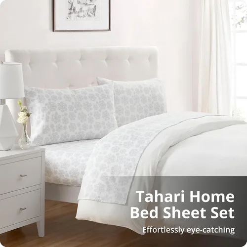 Vista 7 de Tahari Home - Sábanas King, ropa de cama de franela de algodón de 4 piezas con fundas de almohada a juego, cepilladas para mayor suavidad, acogedora