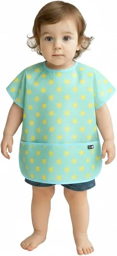 Vista 32 de Plie Short Sleeve Waterproof Bib for Toddlers – Easy Clean Feeding Apron for Mealtime, Daycare, Self-Feeding, Lightweight